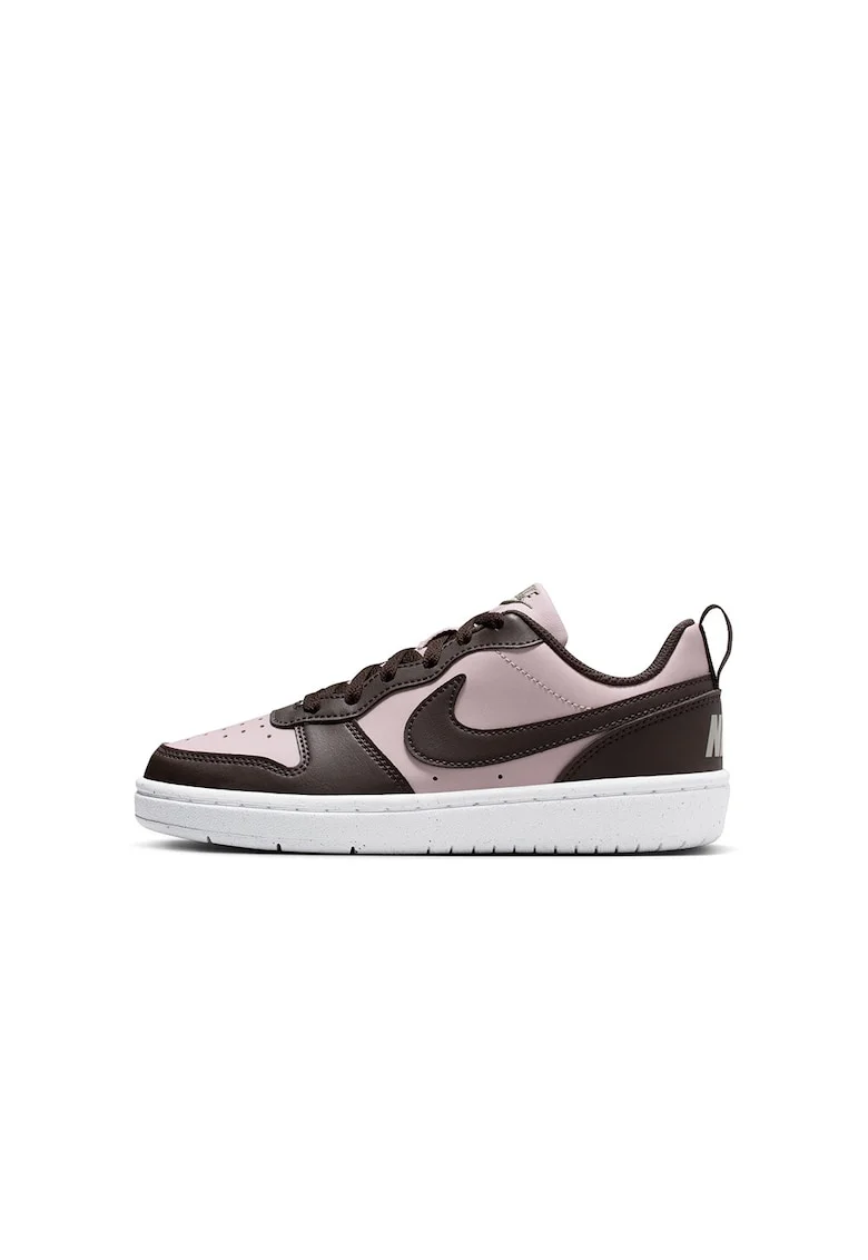 Pantofi sport din piele ecologica Court Borough, Maro inchis/Roz pastel