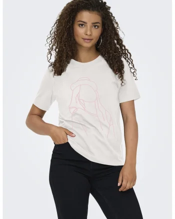 Tricou cu imprimeu floral, Alb/Roz