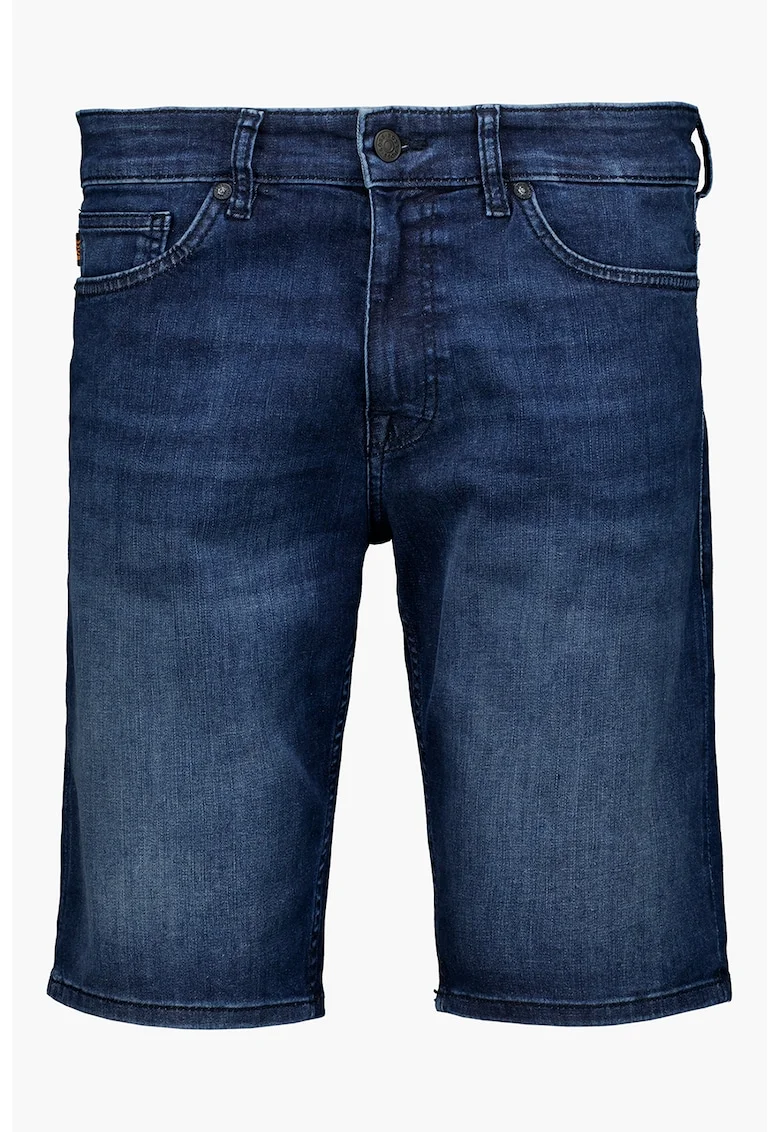 Bermude din denim cu aspect decolorat, Albastru inchis