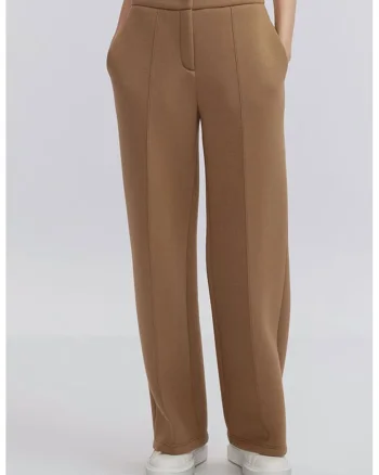 Pantaloni drepti cu buzunare laterale, Maro nisip