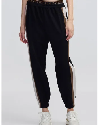 Pantaloni de trening regular-fit cu buzunare, Alb fildes/Maro/Negru stins