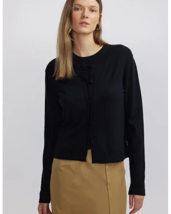 Cardigan cu decolteu rotund, Negru