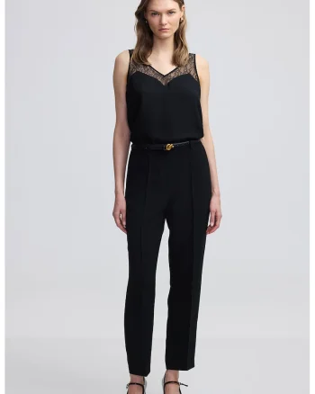 Pantaloni conici cu talie inalta, Negru