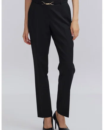 Pantaloni din amestec de lana cu cordon, Negru