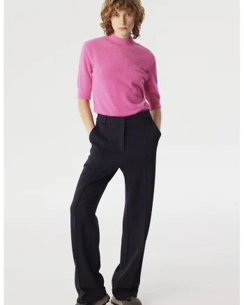 Pantaloni cu croiala ampla si buzunare laterale, Negru