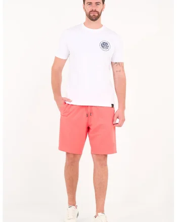 Pantaloni scurti din amestec de bumbac cu snur, Coral