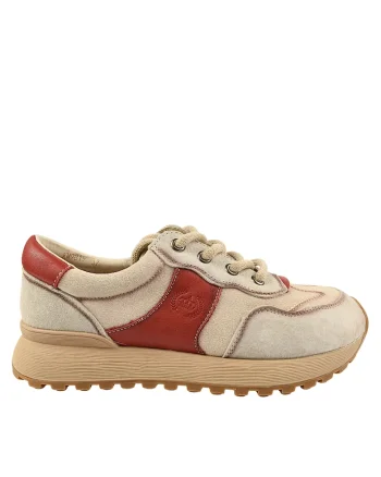 Pantofi sport, dama,  KM 9819 bej, piele nabuc, Bej