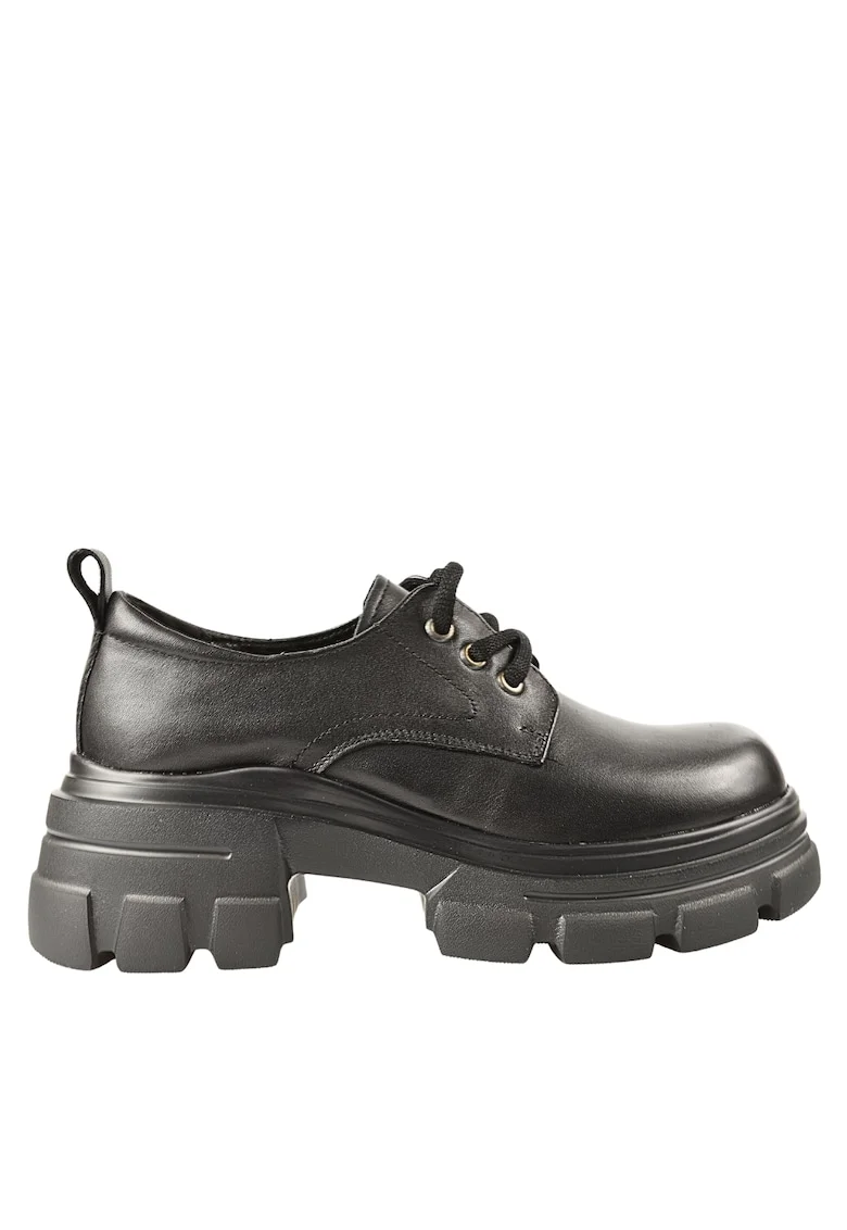Pantofi casual, dama,  KM 1607 negru, piele naturala, Negru
