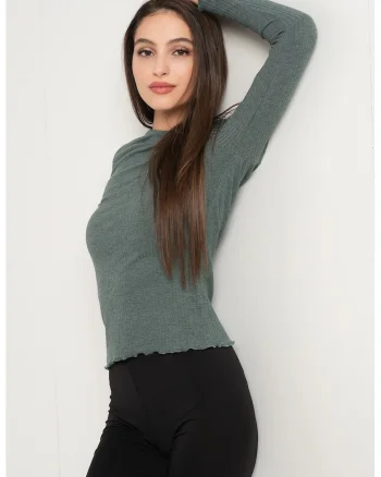 Bluza cu striatii Emma, Verde melange