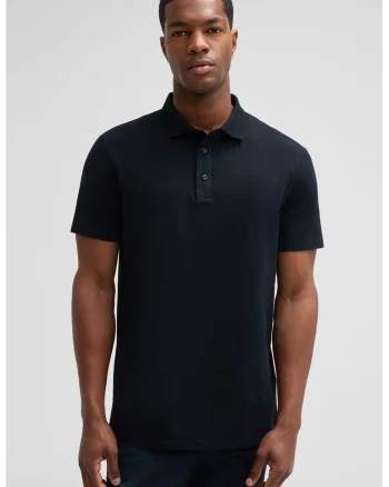 Tricou regular fit polo cu material texturat, Albastru inchis