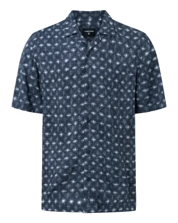 Cămașă regular fit cu mânecă scurtă și imprimeu geometric, Bleumarin