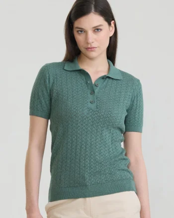 Tricou polo cu perforatii, Verde sparanghel