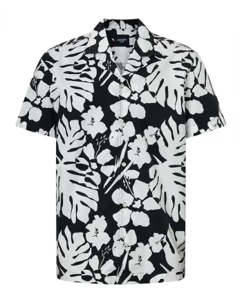 Cămașă regular fit cu mânecă scurtă și imprimeu floral JP2, Alb