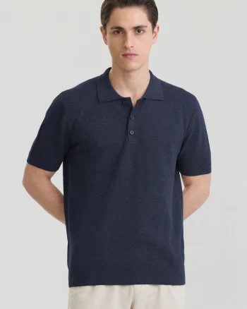 Tricou polo tricotat, Albastru ultramarin