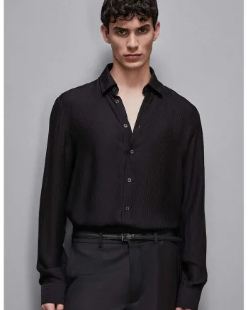 Cămașă supradimensionată cu mânecă lungă, Negru