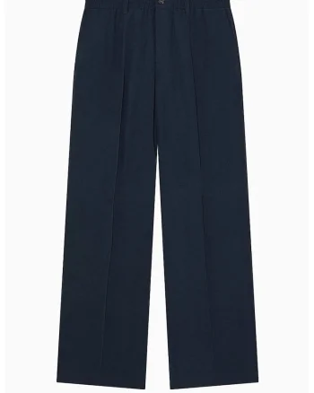 ,Pantaloni largi cu elastic în talie PP3, Albastru inchis