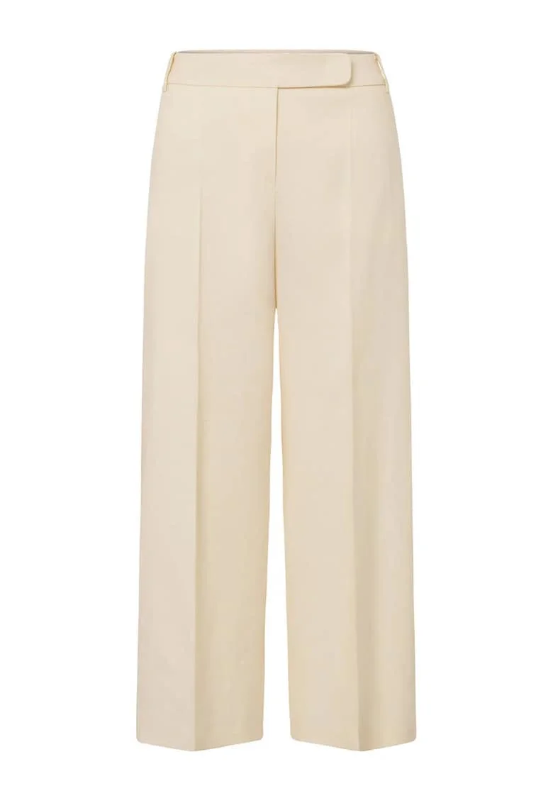 ,Pantaloni wide leg cu buzunare laterale, Crem