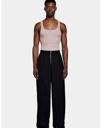 ,Pantaloni largi cu închidere prin fermoar, Negru