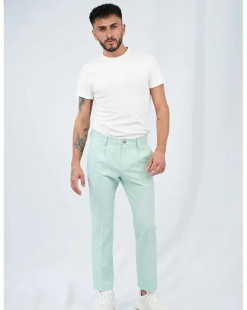 ,Pantaloni drepți chino, cu buzunare laterale, Verde