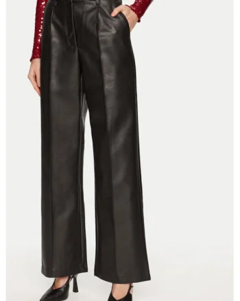 Pantaloni dama,  304699405, Piele ecologica, Negru, Negru