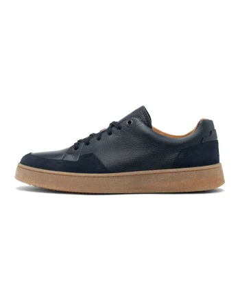 Pantofi de piele cu insertii de piele intoarsa, Bleumarin