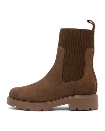 Ghete Chelsea de piele Natalie, Maro taupe