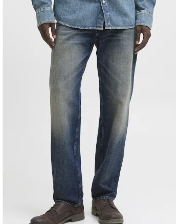 Blugi drepti din denim, Albastru inchis/Grej