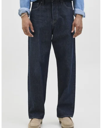 Blugi din denim cu talie inalta, Bleumarin