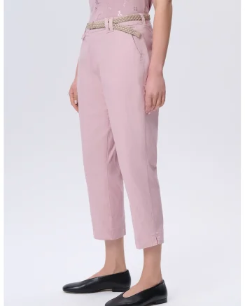 Pantaloni crop cu buzunare oblice, Roz prafuit