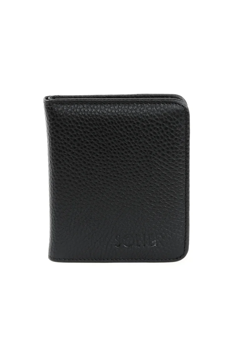 Portofel barbati  SW50, piele naturala, compact, 10,5x9 cm, negru