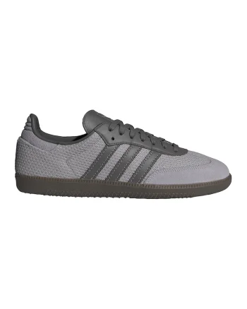 Pantofi sport cu aspect tricotat si garnituri din piele intoarsa Samba, Gri inchis