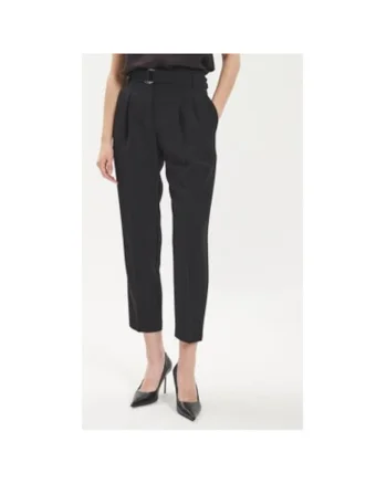 Pantaloni dama,  304437472, Acetat/Poliester, Negru, Negru