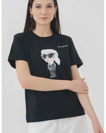 Tricou din bumbac organic cu imprimeu, Alb/Negru