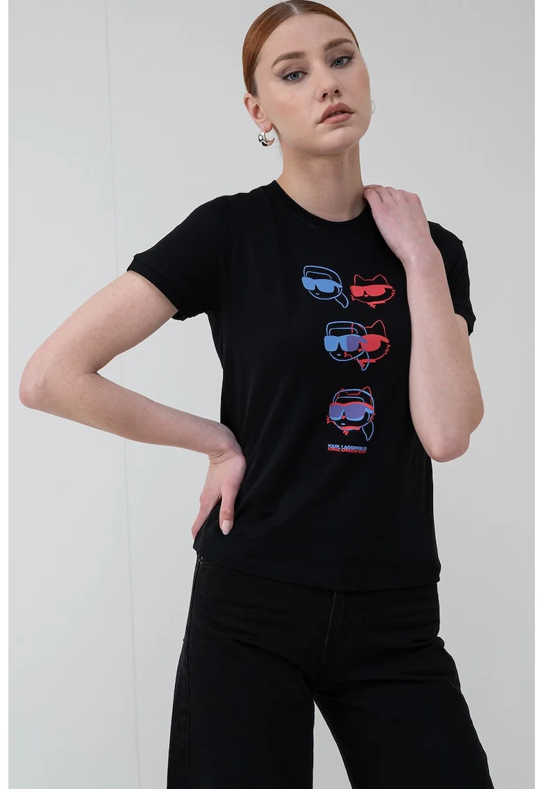Tricou slim fit de bumbac organic Ikon, Rosu/Negru/Albastru