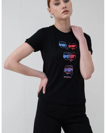 Tricou slim fit de bumbac organic Ikon, Rosu/Negru/Albastru