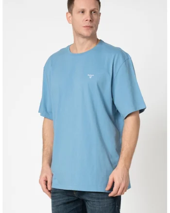 Tricou din bumbac cu decolteu la baza gatului, Albastru lavanda