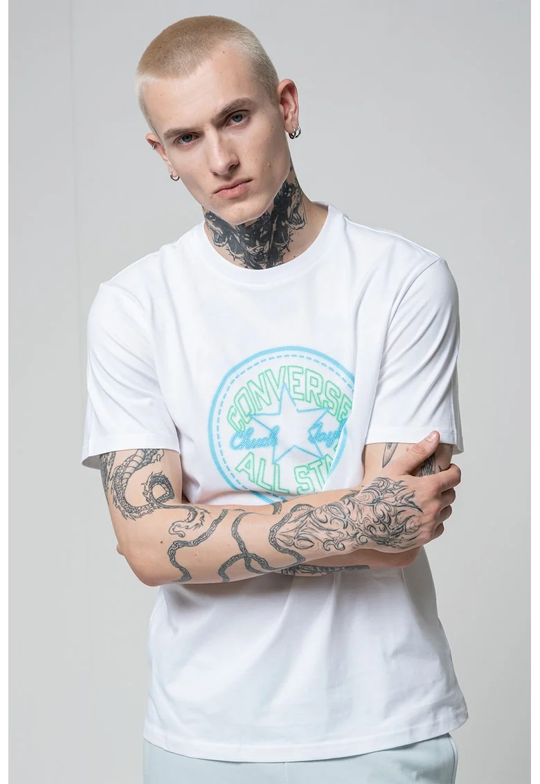 Tricou cu imprimeu logo Neon Sign All Star, Alb/Turcoaz