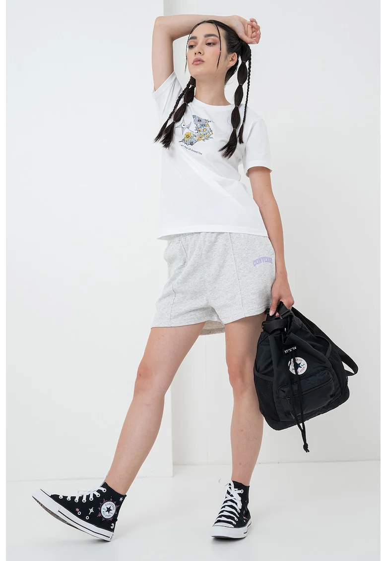 Tricou cu imprimeu logo Nature Star, Alb/Lila