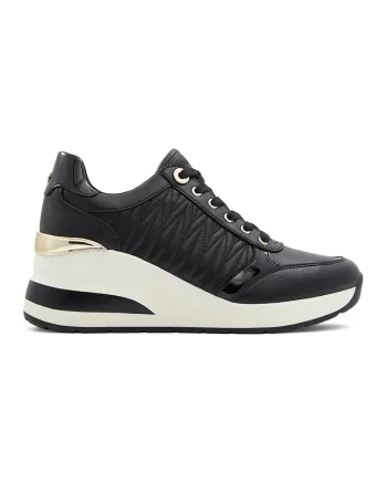Pantofi sport wedge de piele ecologica Gradskiy, Negru