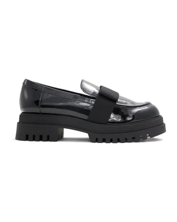 Pantofi loafer de piele ecologica lacuita Theatric, Negru