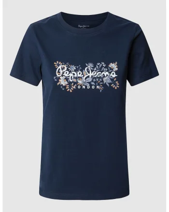 Tricou din bumbac cu logo, Bleumarin