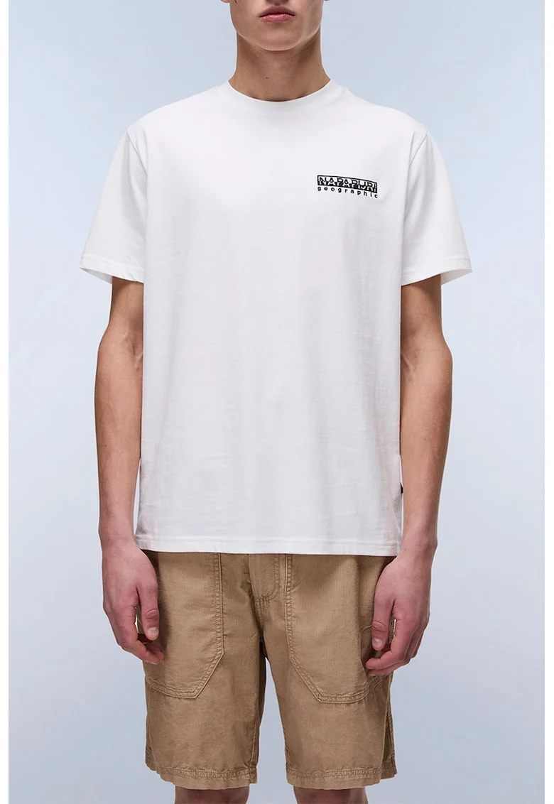 Tricou din bumbac cu imprimeu pe partea din spate, Alb/Negru