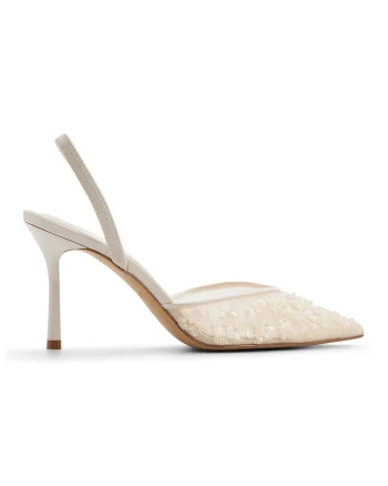 Pantofi slingback cu aplicatie cu paiete Carolina, Crem