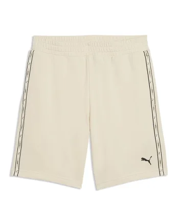 Pantaloni scurti cu benzi logo si talie elastica, Negru/Bej deschis