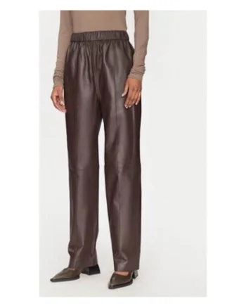 Pantaloni dama,  sintetic, maro,