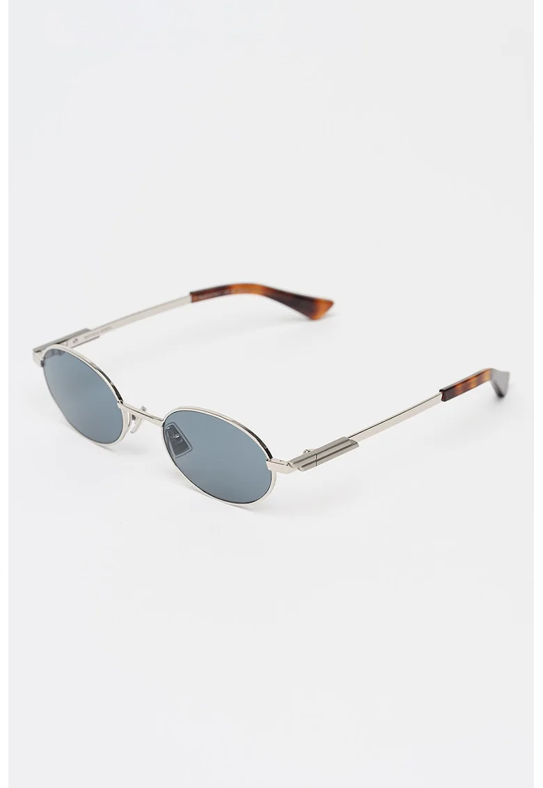 Ochelari de soare ovali unisex cu rama metalica, Argintiu