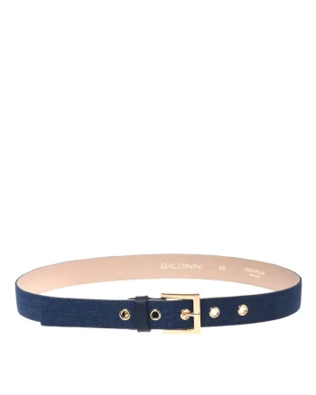 Curea din denim cu catarama metalica, Albastru