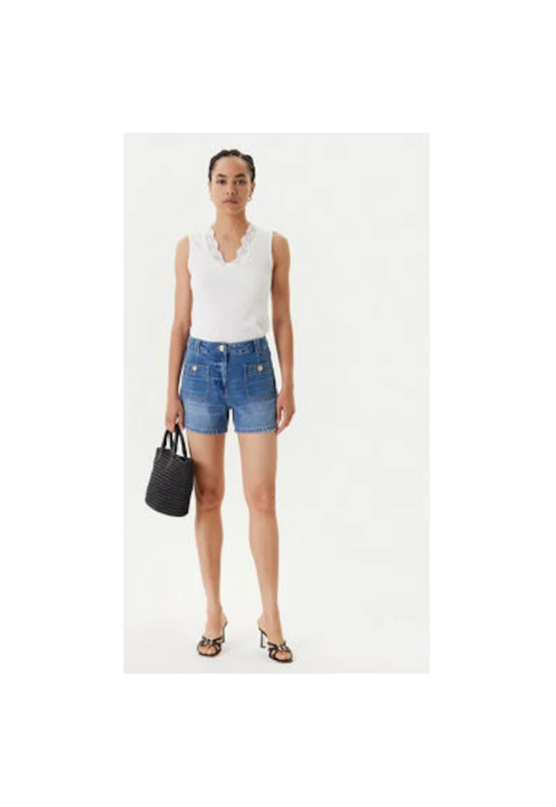 Pantaloni scurti din denim dama  251-SHAMIZ, Bumbac, Albastru, Albastru