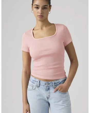 Tricou crop Essential, Roz pastel