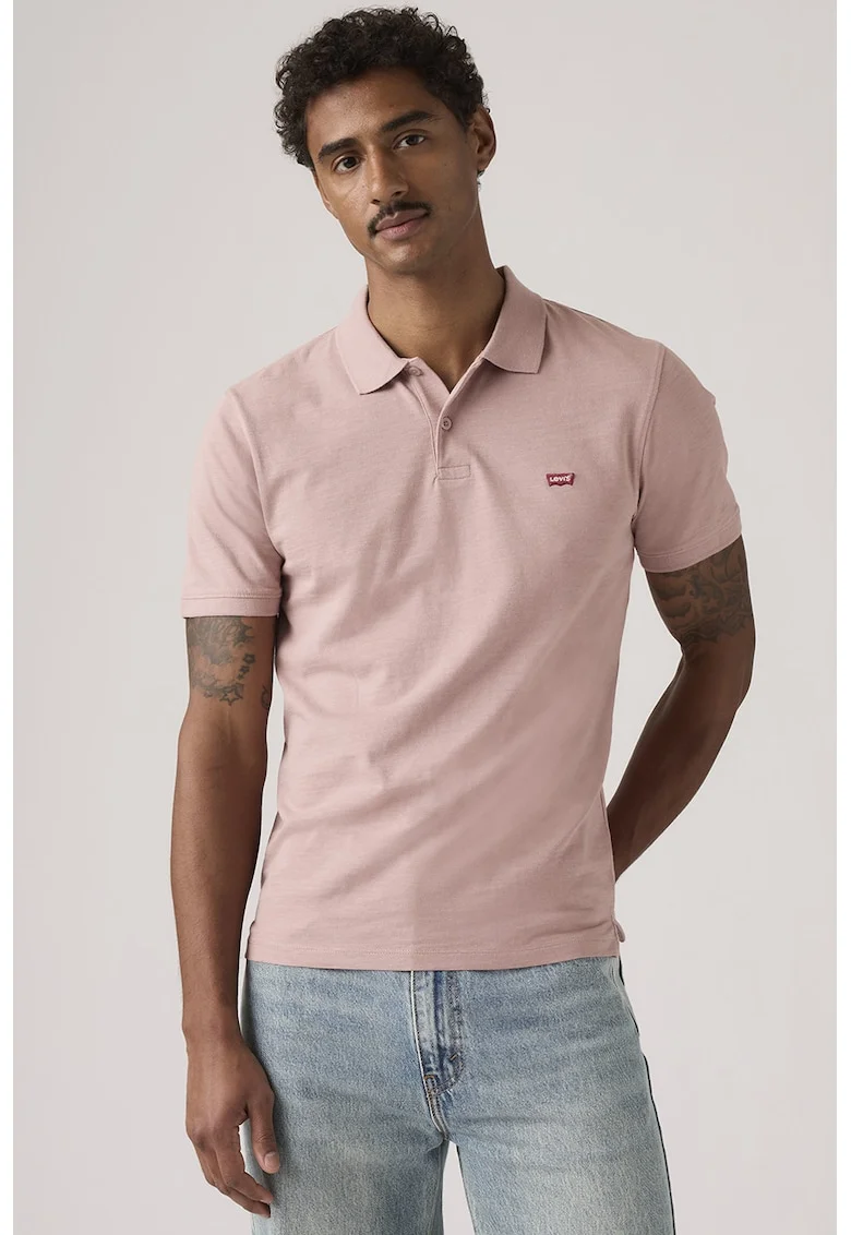 Tricou polo cu croiala slim-fit, Roz prafuit